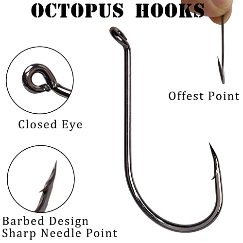 AGOOL Saltwater Grouper Rigs Carolina Rig Bottom Surf Fishing Rigs with Egg Sinkers Circle Hooks for Catfish Flounder Drum Redfish Grouper Halibut Snapper - size: 1oz sinkers(6pcs) + hooks(20pcs)