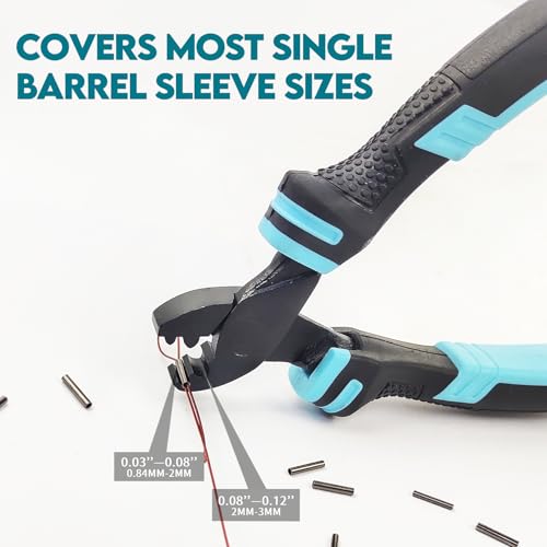 Eupheng Fishing Crimping Pliers Tools Secure Crimp Without Damaging Line, 6-Tooth Serrated Jaws Crimper with 240pcs Copper Sleeves, 5.9in Carbon Steel for Saltwater & Freshwater - color: Crimping Pliers (Blue) + Sleeves (240pcs)