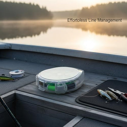 Fishing Line Storage Box, Compact PP Tackle Organizer for Leader & Carbon Spools, Portable Green Case for Lure Angling