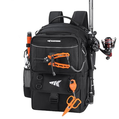 KastKing BaitSpace Fishing Tackle Backpack with Removable Bait Binder,2 Rod Holders Storage Fishing Gear and Equipment - color: E: Black, size: Without tackle box