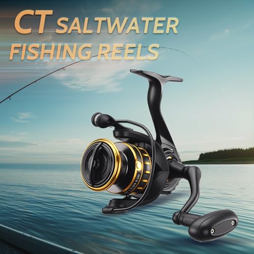 CT Surf Saltwater Fishing Reels, 5+1 Double-Shielded Stainless-Steel BB, 22LBs Max Drag, 5.2 Gear Ratio, CNC Aluminum Spool & Handle Freshwater and Saltwater Spinning Reel - size: 5000
