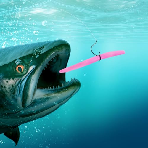 Senko Bait Soft Plastic Lures 5" Senkos 24 Pcs/100pcs for Wacky Rig Freshwater Fishing Green Pumpkin senko with Black Flake Pink Watermelon Double Color - style: Bubblegum Pink
