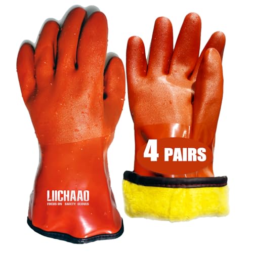 LIICHAAO(1-4 Pairs Insulated&Waterproof,Chemical & Oil Resistant, Freezer Work,Warm Gloves,Non-Slip,Ultra Flexible - size: 4-Pairs (XL)