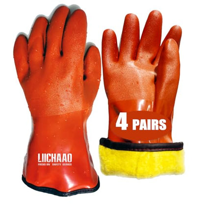 LIICHAAO(1-4 Pairs Insulated&Waterproof,Chemical & Oil Resistant, Freezer Work,Warm Gloves,Non-Slip,Ultra Flexible - size: 4-Pairs (XL)