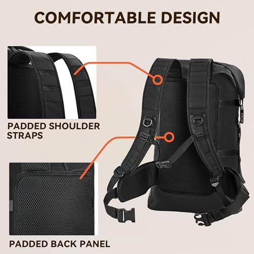 HEETA Dry Bags Waterproof Backpack 40L for Men & Women, Roll Top Heavy Duty Cushioned Hiking Backpack for Kayaking Boating Paddle Boarding Fishing Travel Camping Beach Vacation Cruise Ship Essentials - color: Black