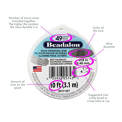 Beadalon 49 Strand Stainless Steel Bead Stringing Wire, .024 in / 0.61 mm, Satin Gold, 30 ft / 9.2 m - color: Satin Gold, style: .024 in / 0.61 mm, 30 ft / 9.2 m