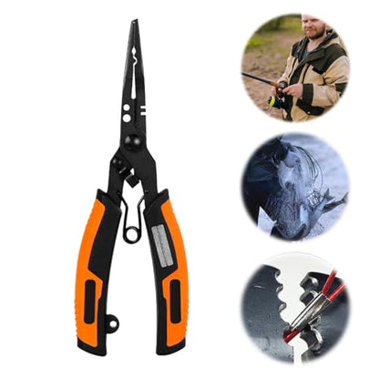 cdar Stainless Steel Fishing Pliers Ergonomic Handle Multifunction Ring Opener PE Line Cutter Hooks Remover Sharpener Fishing Line Scissor Fishing
