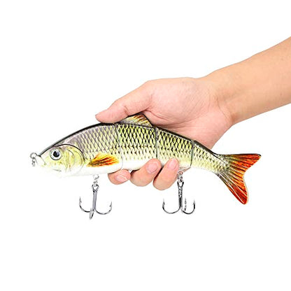 10in Multi Jointed Swimbait Fishing Lures Bait,4 Segment Big Giant Sinking Fishing Bass Lures,Crankbaits Swimbaits with Treble Hook - color: 10in,4.76oz-Color F