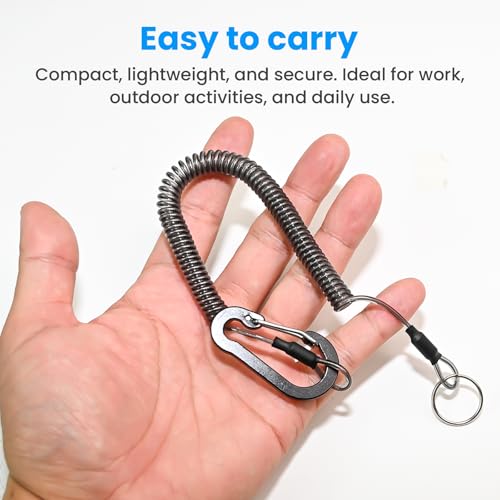 Retractable Safety Lanyards Coiled Lanyard with Aluminum Hook and Quick Release Buckle Lanyard Safe Tool for Fishing Kayaking Keys - color: 3Pcs