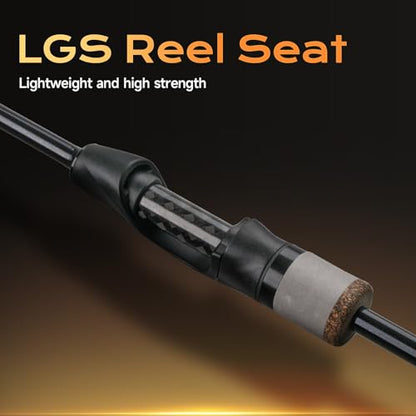 HANDING Pioneer Ultralight Spinning Rod & Casting Rod 2-Piece BFS Rod | Ultralight & Light Rod Finesse Fishing Rod for Trout Panfish Crappie Bluegill with 24T Carbon Fiber EVA Handle - size: 7' - Light - Fast