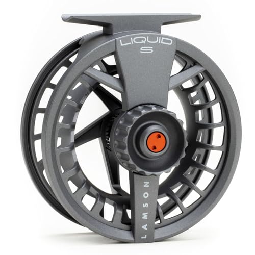 LAMSON | Liquid S-Series & HD Fly Fishing Reels | All-Water | Large Arbor, Powerful Sealed Drag, Pressure Cast Aluminum - color: SMOKE, size: -5+