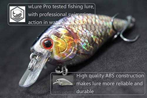 Minnow Crankbait for Bass Fishing Bass Lure Jerkbait Fishing Lures and Tackle Box - color: HC15KB