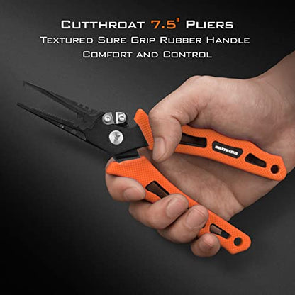 KastKing Cutthroat 7.5-inch Braid Scissors and Pliers Set - Saltwater Resistant Fishing Gear, Line Cutter, Hook Remover, Fishing Tool Set, Gift for Men - style: A: Split Ring Plier and Scissor - Orange