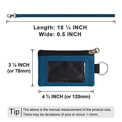 CHENSPRX Minimalist RFID Blocking Small Wallet with ID Window,WaterResistant Zip Id Case Wallet with Lanyard Keychain for Cards,Cash,Travel,Women,Men - color: Black+ElectricBlue