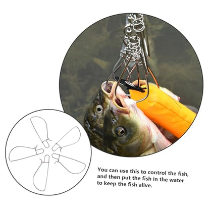Happyyami 5pcs Outdoor Fishing Accessory Stainless Steel Fish Stringer Clip Secure Fish Locks
