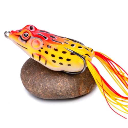 13g 6cm Plastic Frog Bait with 3D Eyes & Hooks, Soft Tube Topwater Artificial Fishing Lure Sinking Lures - color: Orange