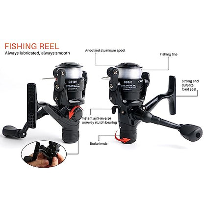 Telescopic Fishing Pole Reel Combo Ultralight Fishing Rod Spinning Reel with Tackle Bag All-in-One Fishing Accessories Fishing Gear Gifts Kit for Kids Adults Youth Beginner Saltwater Freshwater - color: Black-5.58ft