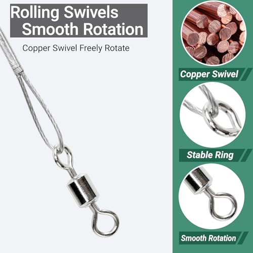 AMYSPORTS High Strength Fishing Leaders Steel Heavy Duty Fishing Leader Wire Line Stainless Wire Leaders Saltwater White Nickel - size: #6 (11.8in-70lb) 30pcs