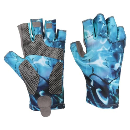 Fishing Gloves, 1 Pair Breathable Fingerless Sun Protection Gloves for Men Women Kayaking Rowing Cycling Hiking, Blue (M Size)
