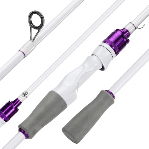 DC Baitcasting Combo, Smart Digital Brake Reel, 4-Section Carbon Rod, Tackle Bag, Line & Lures, Complete Travel Kit for Bass Freshwater - color: Only Spinning Rod-2PACKS- 6FT- White