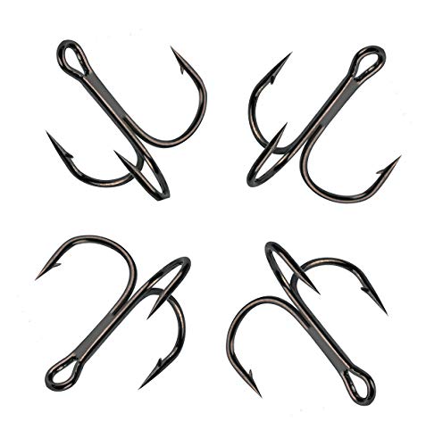 AMHDV 100pcs Treble Hooks Barbed Sharp Treble Hook for Freshwater and Saltwater - color: Black, size: 4# 100pcs