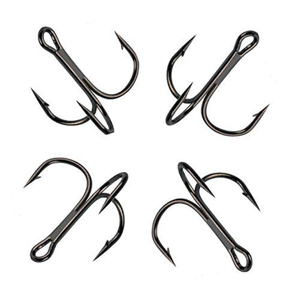 AMHDV 100pcs Treble Hooks Barbed Sharp Treble Hook for Freshwater and Saltwater - color: Black, size: 4# 100pcs