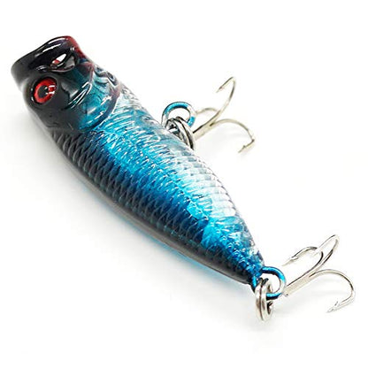 Seasky Fishing Plug Lures Micro Popper Topwater Trout Attack in Freshwater - color: Blue black