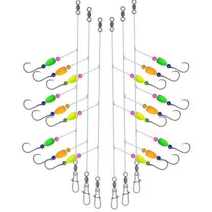 6Pcs Pompano Fishing Rigs Ready Kit，3 in 1 Float Rigs with Triple 3/0 Circle Hook for Surf Fishing，（12/0） Fishing line / 50in length/50lbTension in freshwter and Saltwater
