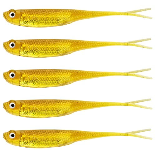 QualyQualy Soft Swimbait Fishing Lures 5PCS 6PCS Jerk Shad Minnow Drop Shot Lure Bass Bait Shad Lure Soft Jerkbait for Bass Trout Pike Walleye Crappie 2.95'' 3.93'' 4.72'' - color: A-2#, size: 4.72" - 5Pcs