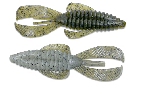 Phat Pak Baits - Swamp Monster Rage Bug Style Plastic Beaver Creature Bait Punching Bass Fishing Lure 20ct 4" - color: Natural Green Craw
