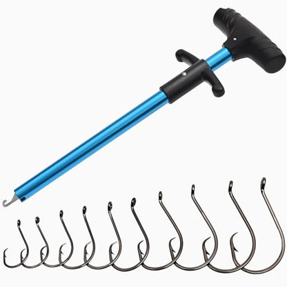 50Pcs Circle Hooks with Fishing Hook Remover, Super Sharp and Offset Catfish Octopus Circle Hooks for Saltwater and Freshwater, Nickel Coated High Carbon Steel, Sizes #1-8/0 - color: Black Nickel with Hook Remover, size: 2/0
