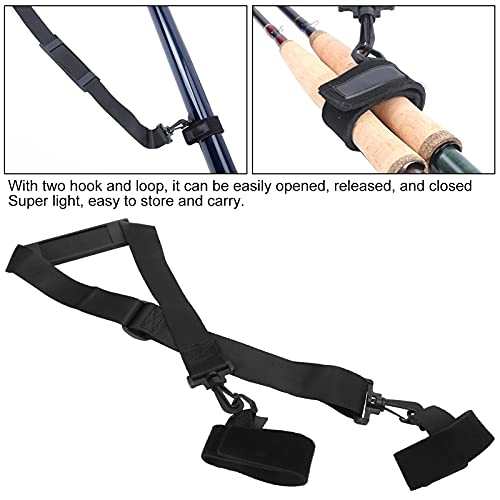 Fishing Rod Shoulder Strap | Adjustable Sling Band for 2 + Rods | Convenient Carry Belt for Travel/Hiking/Boating | Lightweight Nylon & EVA Material | 63-112cm Length