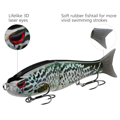 Bassdash SwimShad Glide Baits Jointed Swimbait Bass Pike Salmon Trout Muskie Fishing Lure - color: Blue Mackerel, size: 7in/2.2oz