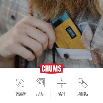 Chums Surfshorts Wallet - Lightweight Slim Wallet with RFID Blocking Card & Clear ID Window - Zippered, Water Resistant w/Key Ring (American Flag) - color: American Flag