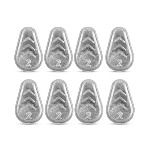 No Roll Sinker Fishing Weights Flat Inline Sinker Weights No Snag Slip Sinkers Surf Fishing Weights Fishing Gear for Catfishing Rigs Saltwater Freshwater - style: 2oz-8pcs