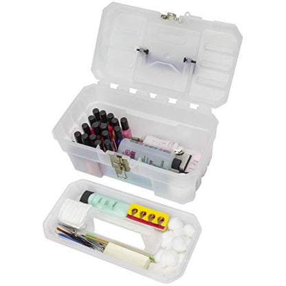 Akro-Mils 14-Inch Plastic Toolbox with Removable Tray, Steel Latch & Padlock Eye,Industrial-Grade Storage Box for Hobby Supplies, Crafts, and Tools, 14" x 8" x 8",Made in USA,Clear (09514) (Pack of 3) - size: 14-Inch x 8-Inch x 8-Inch (Pack of 3)