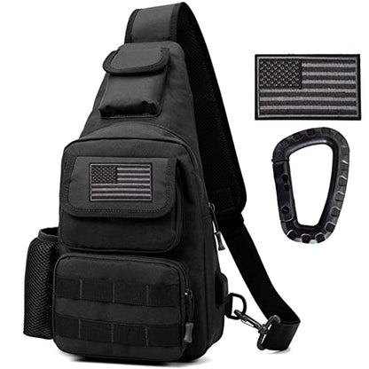Tactical Shoulder Bag - 1000D Molle Military Backpack Outdoor Daypack Chest Pack (Black) - color: Black