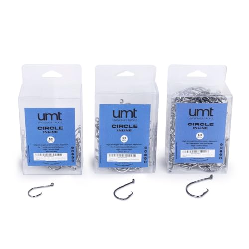 UMT - 100 Pack Inline Fishing Circle Hooks Sizes 4/0 6/0 8/0 Black Nickel High Carbon Steel Superior Terminal Tackle Saltwater and Freshwater - size: 6/0 - 100pcs