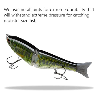 Bassdash SwimShad Glide Baits Jointed Swimbait Bass Pike Salmon Trout Muskie Fishing Lure,3-Pack - color: Largemouth Bass +Blue Mackerel +Yellow Mackerel, size: 4.5in/0.65oz