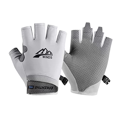 Hotfiary Fishing Gloves Sun Protection Fingerless Glove UV Protection Gloves UPF 50+ SPF for Men Women Kayaking Rowing Driving Hiking Sailing - color: Gray