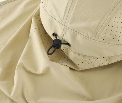 Connectyle Men's Sun Hat with Neck Flap Adjustable Breathable UPF 50+ Sun Protection Baseball Cap for Fishing Hiking Golfing - color: Light Khaki