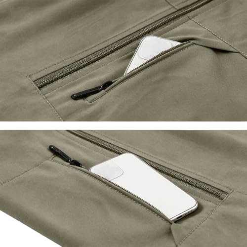 Mens Golf Vest Waterproof Fishing Shirt Zip Up Sleeveless Jacket with Pockets Outdoor Camping Hiking Shirts Travel Photo Vest - color: A07 Khaki, size: Medium