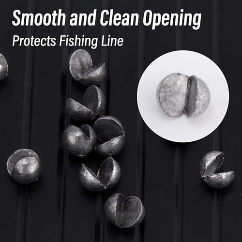 Dr.Fish 100 Pack Round Split Shot Weights Fishing Sinker Clip on Line Weight Tackle Fly Fishing Freshwater Saltwater - size: 1/48oz-100 Pack