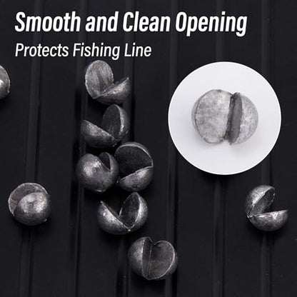 Dr.Fish 100 Pack Round Split Shot Weights Fishing Sinker Clip on Line Weight Tackle Fly Fishing Freshwater Saltwater - size: 1/96oz(#B)-100 Pack