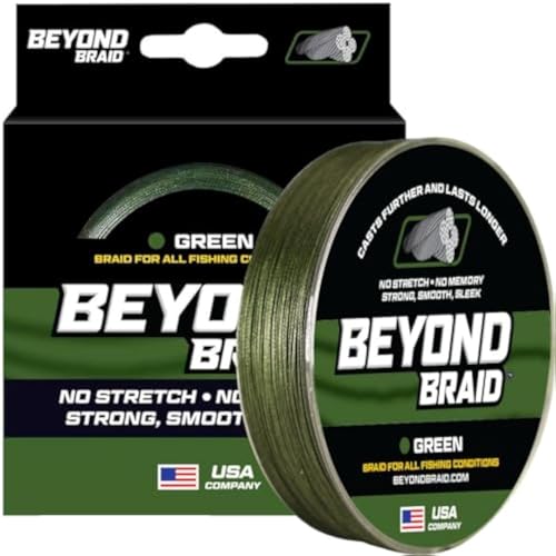 Beyond Braid Multi Purpose Braided Fishing Line - Abrasion Resistant - No Stretch - Super Strong - color: Green 4X, size: 15LB (300 Yards)