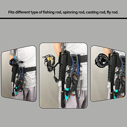 Fishing Wading Belt Rod Holder Adjustable Wader Waist Belt for Fly Surf Casting Spinning Pole Fishing Tool Tackle (Black) - color: Black