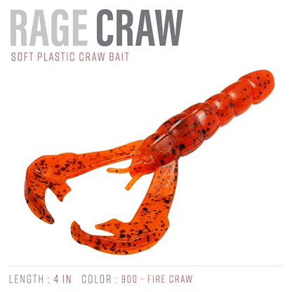 Strike King Rage Craw 4-Inch Fishing Lure, Soft Plastic Grub, Unique Design, Realistic Pincers, Slender Body, 4-Inches, 7-Pack