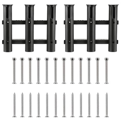2Pcs Fishing Rod Holder Bracket Tube 3 Rod Rack Wall Mounted 10.63 Inch Fishing Pole Holders for Boats with Screws Nuts Side Mount for Boat Truck Kayak Garag