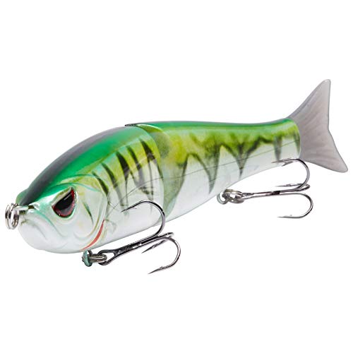 Bassdash SwimShad Glide Baits Jointed Swimbait Bass Pike Salmon Trout Muskie Fishing Lure - color: Firetiger, size: 7in/2.2oz