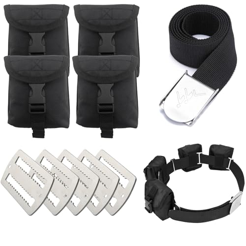 Diving Belt Kit,1 Diver Weight Belt,4 Weight Pocket,5 Weight Keepers for Scuba Diving, Freediving, Spearfishing, and other Underwater Activities